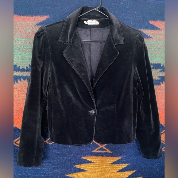 VTG. Kaki Roberts Velvet Blazer Style Jacket! 100% Cotton. Size 11. Pockets! - Picture 2 of 12